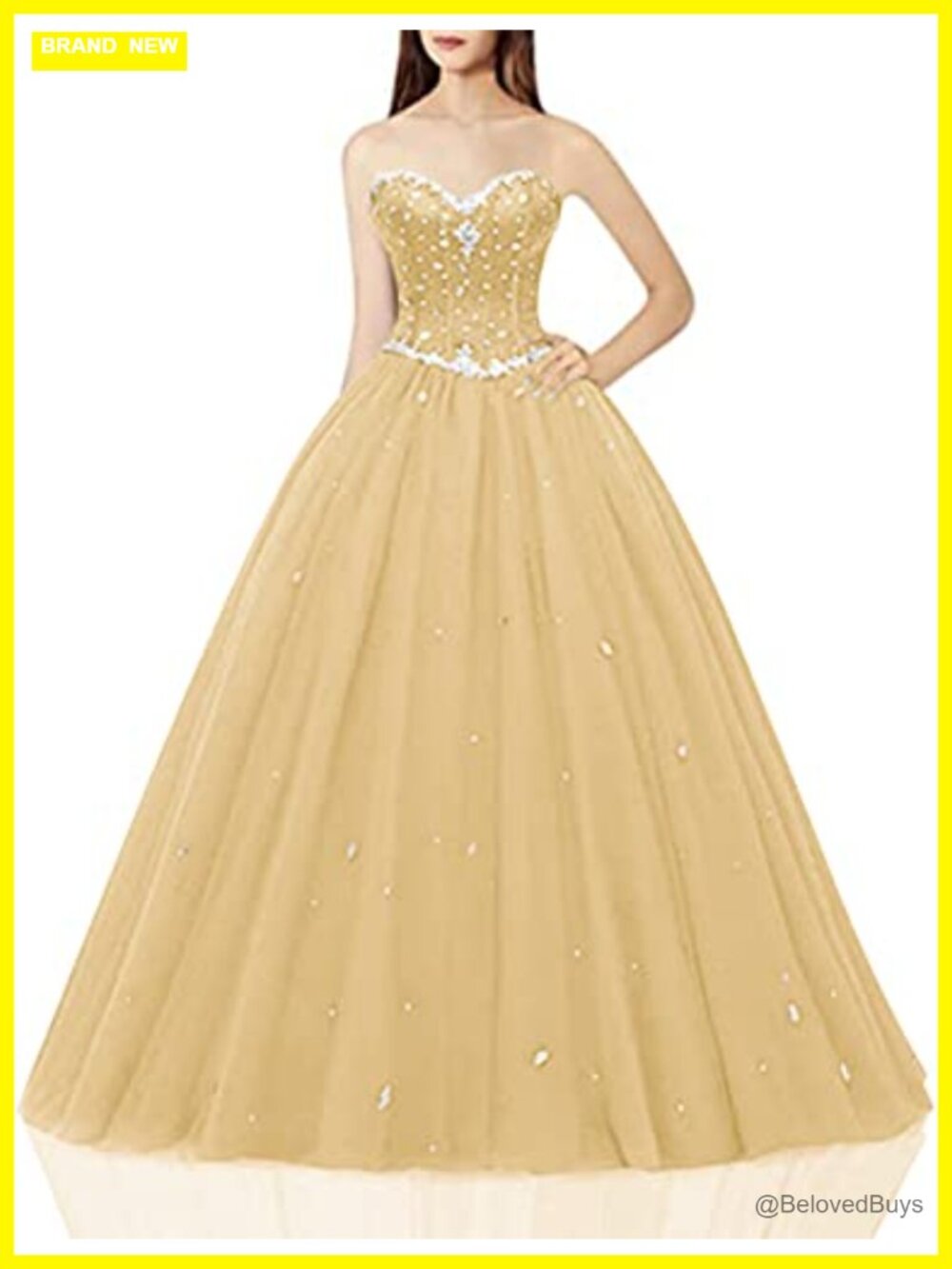 Tulle Satin Ball Gown Sweetheart Lace Up Back Prom Dress Beaded Sequin Formal